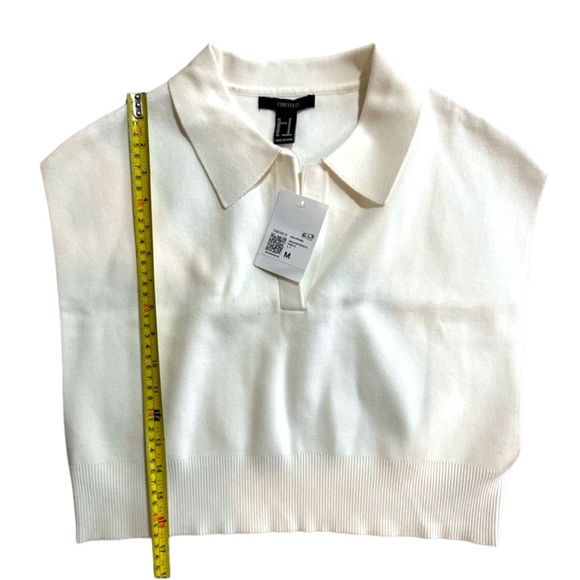 Forever 21 Sleeveless Sweater-Knit Crop Top ivory cream medium M vest NWT - Picture 6 of 10